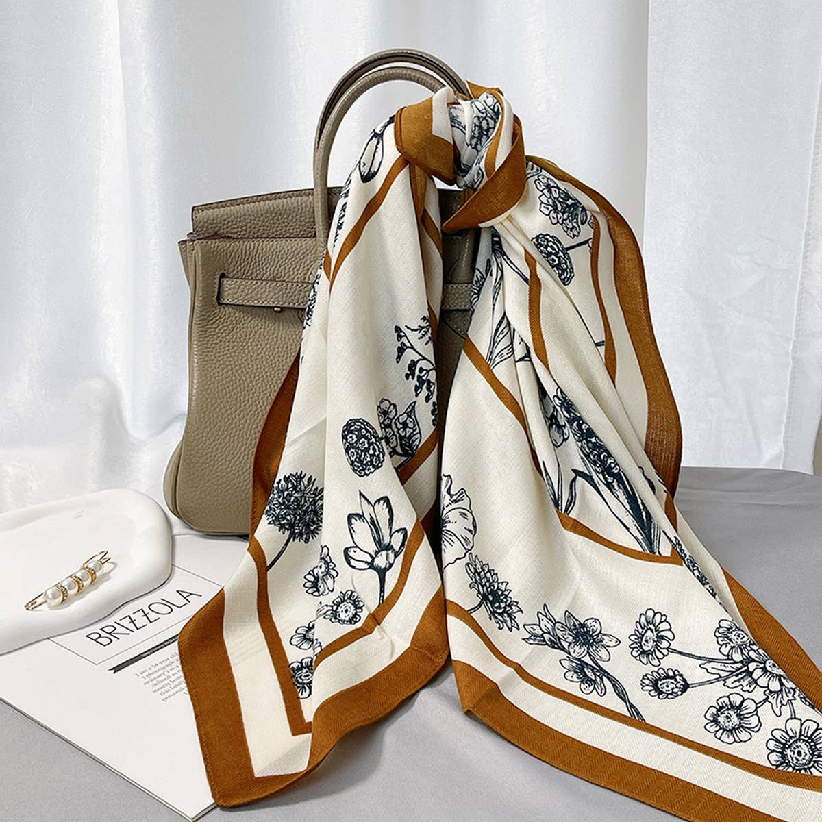 Floral Square Scarf – Elegant Wrap_CWASC0901