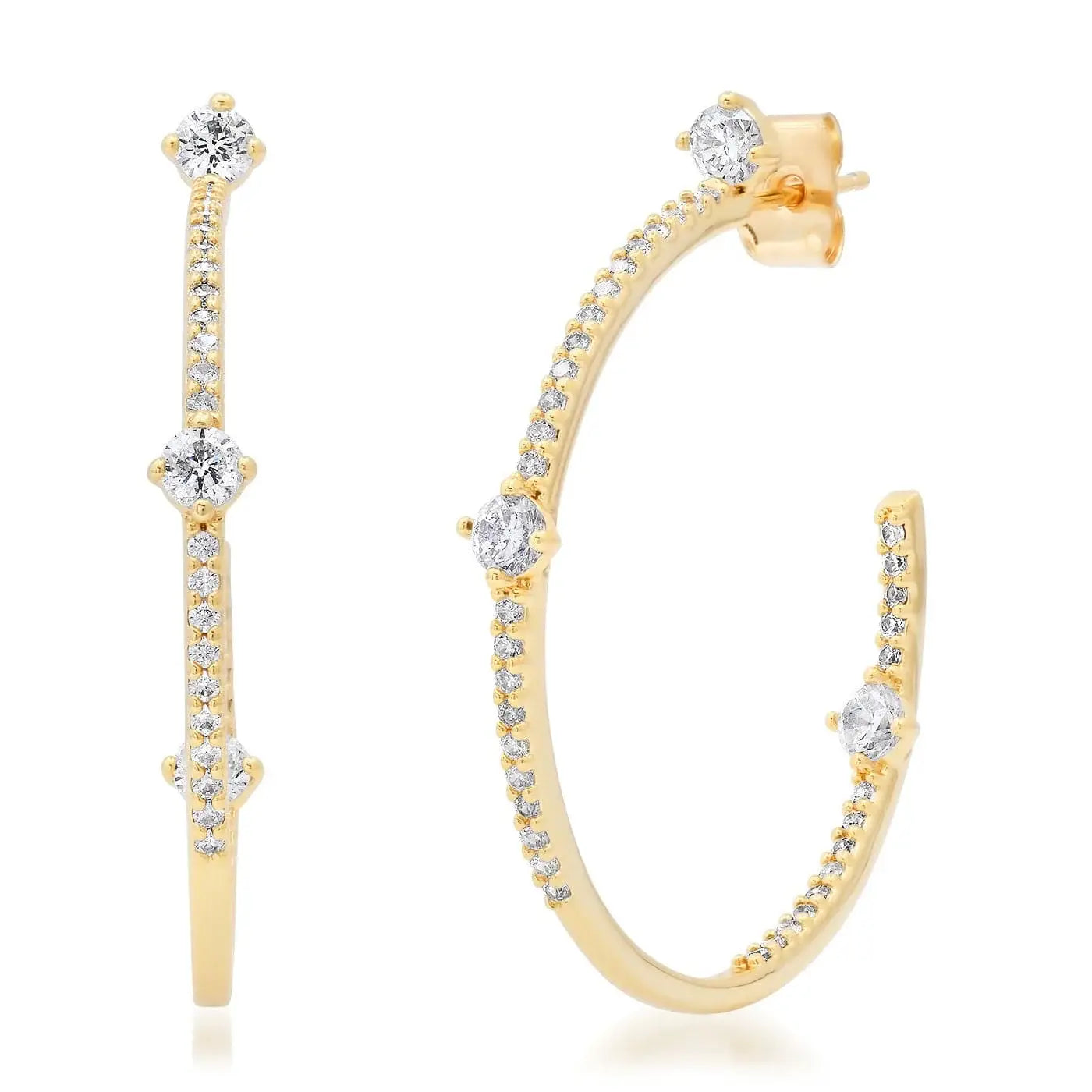 Pave Hoops With CZ Stations