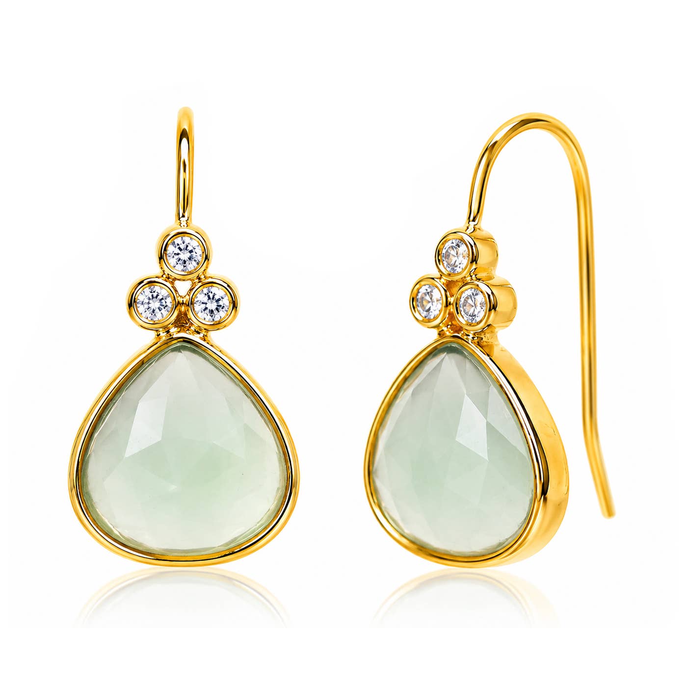 Stone Drop Earring With Triple CZ Detail