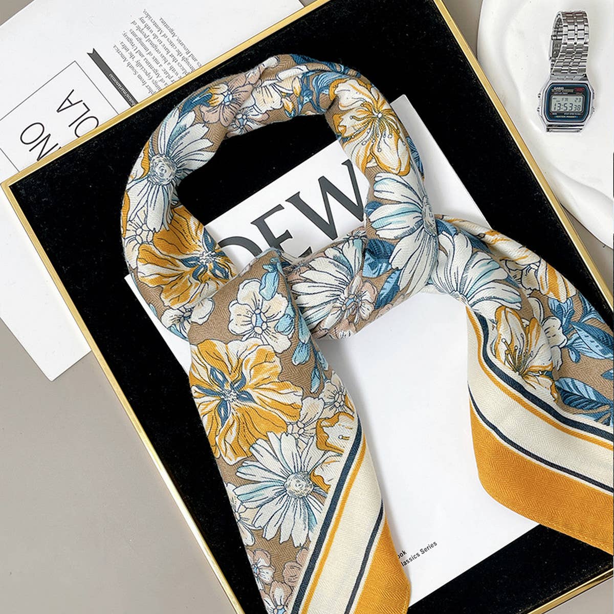 90cm Floral Velvet Wool Scarf Shawl for Winter_CWASC0892