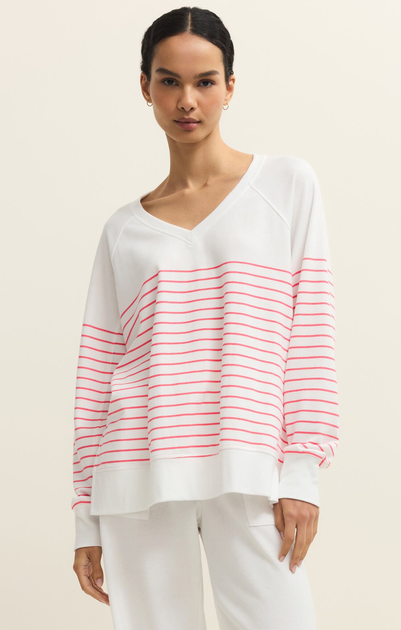 Weekender Stripe V Neck