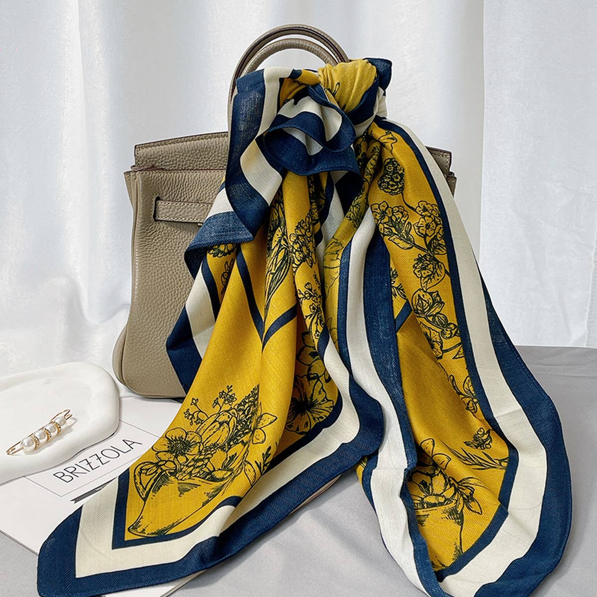 Floral Square Scarf – Elegant Wrap_CWASC0901