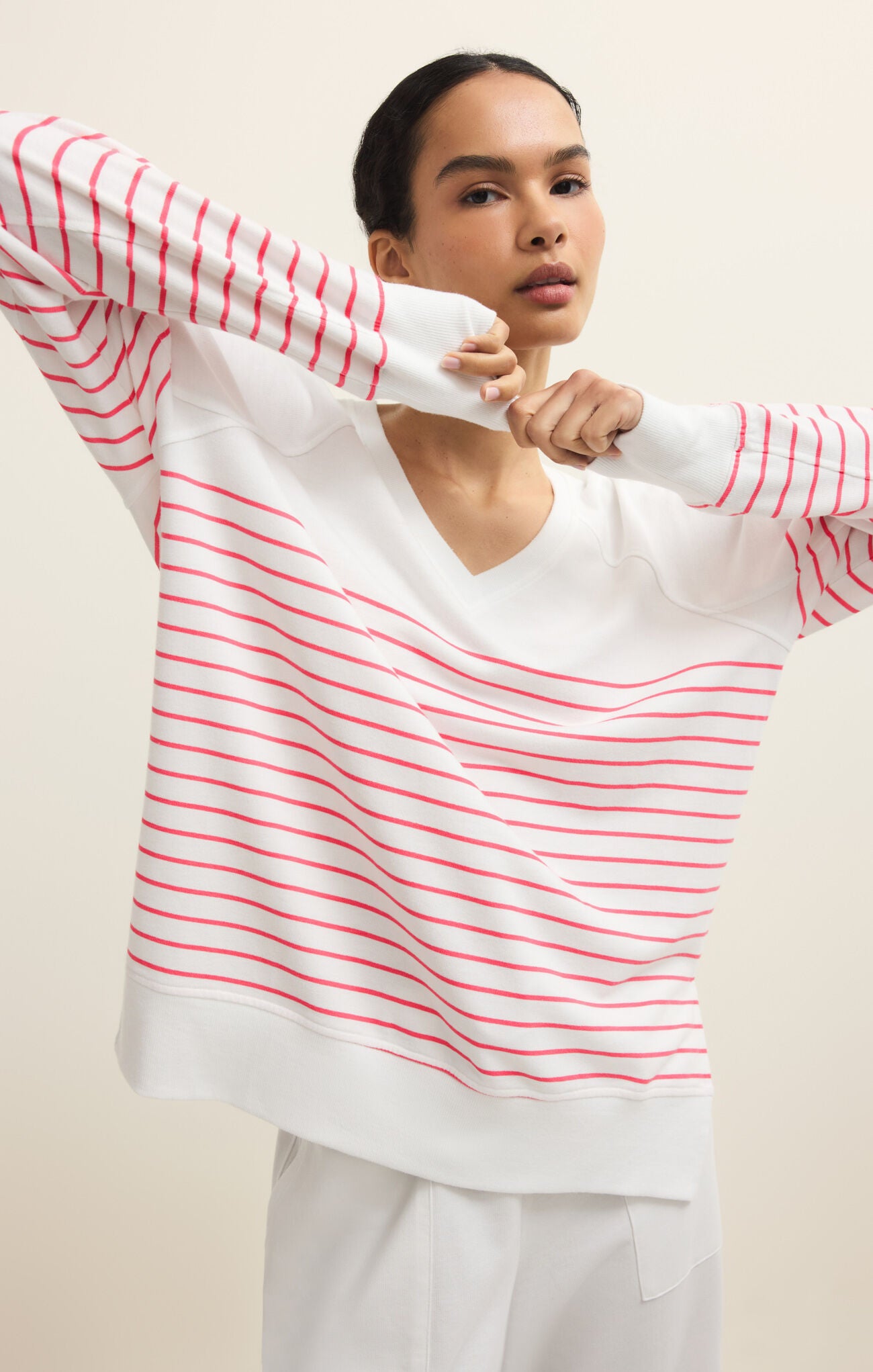 Weekender Stripe V Neck