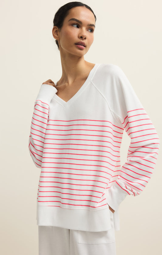 Weekender Stripe V Neck
