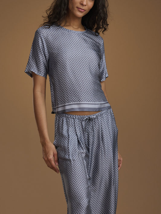 Violet Short Sleeve Silky Top